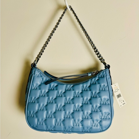 Michael Kors Powder Blue Monogram Embossed Mini Shoulder Bag - Picture 3 of 15